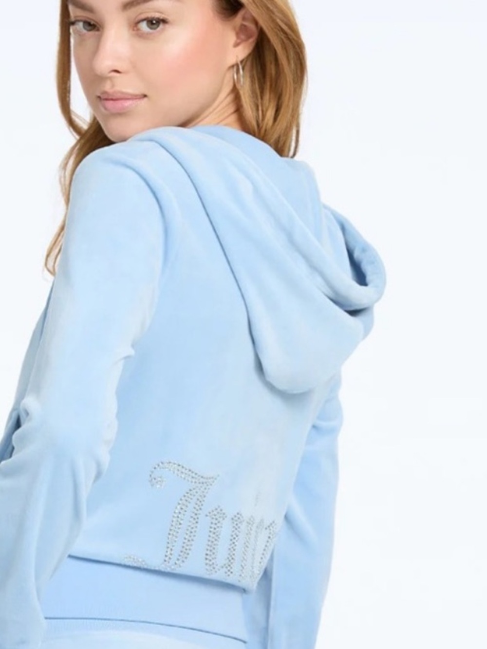 Juicy Couture Tracksuit hoodie zip up baby blue Jacket small glitter